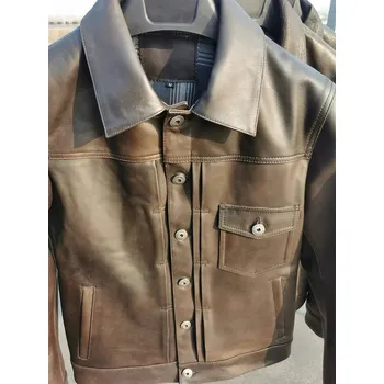 Moto bunda Leather Fashion Pánská lehká bunda z jehněčí kůže ve stylu 506 pro jaro a podzim Velikost: L, Barva (Varianta): Smooth Brown
