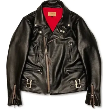 Moto bunda Leather Fashion Motorkářská bunda z telecí kůže v britském retro stylu Barva: Černá, Velikost: S