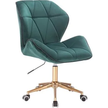 LuxuryForm DESIGN Kosmetická židle MILANO MAX VELUR na zlaté podstavě s kolečky - zelená