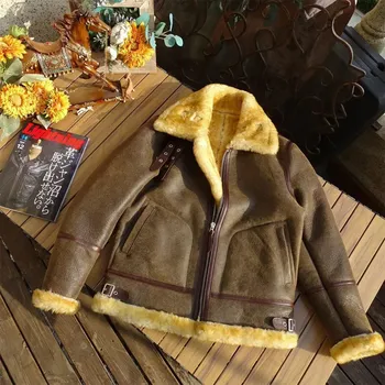 Moto bunda Leather Fashion Zimní bunda z pravé jehněčí kůže s vlněnou podšívkou Barva: Hnědá, Velikost: S