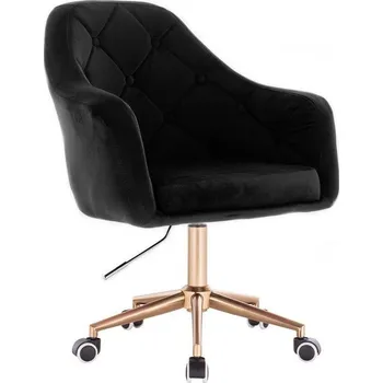 LuxuryForm DESIGN Kosmetické křeslo ANDORA VELUR na zlaté podstavě s kolečky - černé