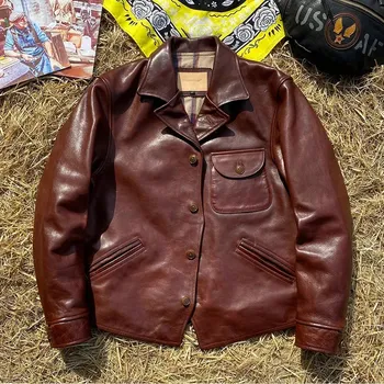 Moto bunda Leather Fashion Pánská vintage bunda z hovězí kůže v jezdeckém stylu Barva: Hnědá, Velikost: 5XL