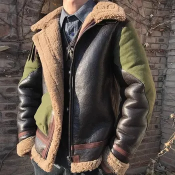 Moto bunda Leather Fashion Zimní bunda B3 z pravé kůže s vlněnou podšívkou Barva: Tmavě Zelená, Velikost: L