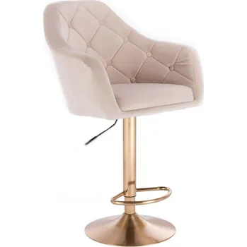Barová židle LuxuryForm DESIGN Barová židle ANDORA VELUR na zlatém talíři - krémová