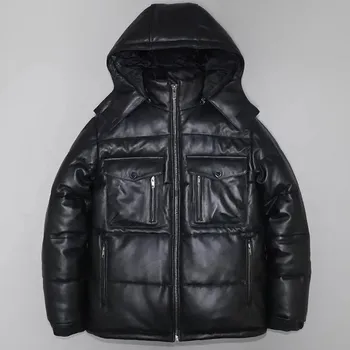 Moto bunda Leather Fashion Zateplená péřová bunda z jehněčí kůže v moderním střihu Barva: Černá, Velikost: M