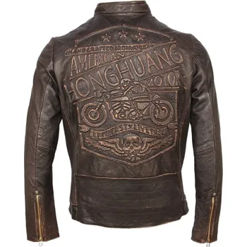 Moto bunda Leather Fashion Kožená motorkářská bunda z pravé hovězí kůže v bomber stylu Velikost: L, Barva (Varianta): Vintage Brown