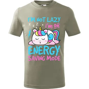 Dětské tričko s potiskem Not lazy Velikost: 110 /4 roky, Barva trička: Světle khaki