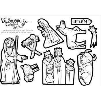 omalovánky Kreslíkárna | Vystřihni a vybarvi si - Betlém - na špejli