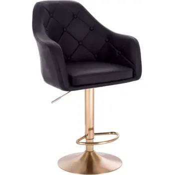 Barová židle LuxuryForm DESIGN Barová židle ANDORA na zlatém talíři - černá