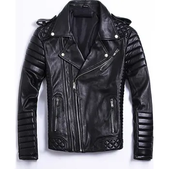 Moto bunda Leather Fashion Lehká kožená bunda z jehněčí kůže v motorkářském stylu Barva: Černá, Velikost: L