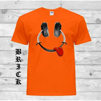 Pánské tričko levne-bavlnene-vtipne-tricko-potisk-vesela-sluchatka Barva: Brick - cihlová, velikost: M