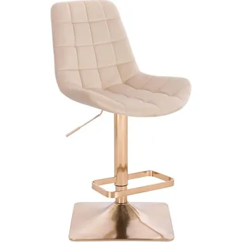 Barová židle LuxuryForm DESIGN Barová židle PARIS VELUR na zlaté hranaté podstavě - krémová