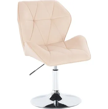 LuxuryForm DESIGN Kosmetická židle MILANO MAX VELUR na stříbrném talíři - krémová