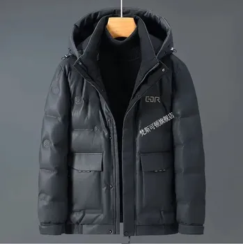 Moto bunda Leather Fashion Zimní bunda z jehněčí kůže s péřovou výplní Barva: Šedá, Velikost: L