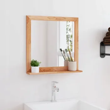 Zrcadlo Zrcadlo nástěnné, 55x55 cm, masivní ořechové dřevo