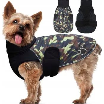 Obleček pro psa Zimní zateplená bunda a vesta pro psa maskáčový, voděodolná, velikost XS