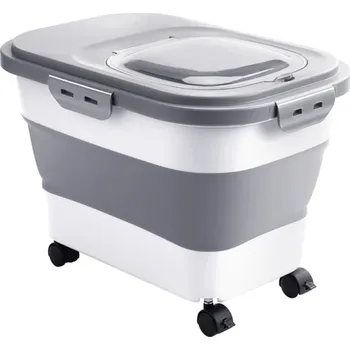 Termobox Skládací nádoba na krmivo s kolečky 42 cm Nastavitelná výška 14–30,5 cm Velkokapacitní zásobník PP s průhledným víkem na granule