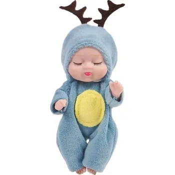 Panenka Mini panenka 11 cm se zavřenými oči v jelením oblečku z měkkého plyše Roztomilá dekorace Realistický dárek pro děti i sběratele