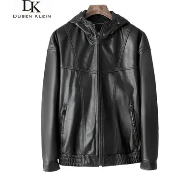 Moto bunda Leather Fashion Kožená bunda s kapucí z pravé jehněčí kůže v ležérním střihu Barva: Černá, Velikost: L