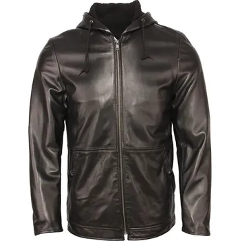 Moto bunda Leather Fashion Kožená bunda z jehněčí kůže s kapucí v ležérním stylu Velikost: L, Barva (Varianta): Černá