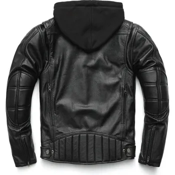 Moto bunda Leather Fashion Motorkářská bunda z hovězí kůže s kapucí Velikost: L, Barva (Varianta): Černá