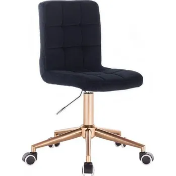 LuxuryForm DESIGN Kosmetická židle TOLEDO VELUR na zlaté podstavě s kolečky - černá