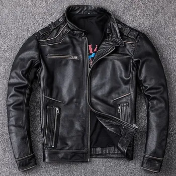 Moto bunda Leather Fashion Motorkářská bunda z hovězí kůže v retro provedení Velikost: L, Barva (Varianta): Černá