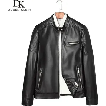 Moto bunda Leather Fashion Elegantní bunda z jehněčí kůže v business střihu Barva: Černá, Velikost: L