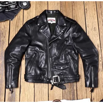 Moto bunda Leather Fashion Motorkářská bunda z hovězí kůže v retro stylu Barva: Černá, Velikost: L