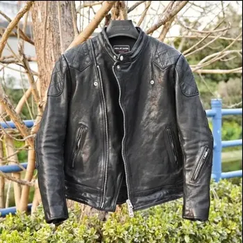 Moto bunda Leather Fashion Silná motorkářská bunda z hovězí kůže v retro stylu Barva: Černá, Velikost: L