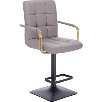 Barová židle LuxuryForm DESIGN Barová židle VERONA GOLD na černé hranaté podstavě - šedá