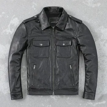 Moto bunda Leather Fashion Kožená bunda z hovězí kůže s vícekapsovým designem Velikost: XXS, Barva (Varianta): Black Cowhide