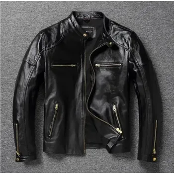 Moto bunda Leather Fashion Retro jezdecká bunda z pravé kůže v klasickém stylu Velikost: 4XL, Barva (Varianta): Black 2