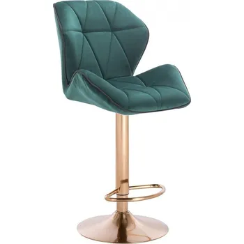 Barová židle LuxuryForm DESIGN Barová židle MILANO MAX VELUR na zlatém talíři - zelená