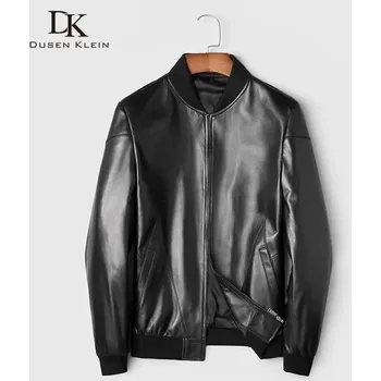 Moto bunda Leather Fashion Krátká bunda z jehněčí kůže se stojáčkem Barva: Černá, Velikost: 4XL