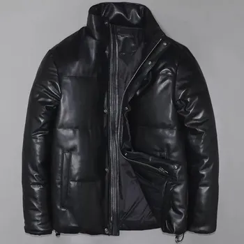 Moto bunda Leather Fashion Zimní bunda z pravé jehněčí kůže s výplní z kachního peří Velikost: S, Barva (Varianta): Černá