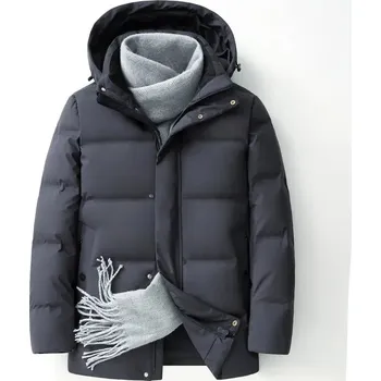 Moto bunda Leather Fashion Zimní prošívaná péřová bunda s kapucí a výplní z kachního peří Barva: Šedá, Velikost: M