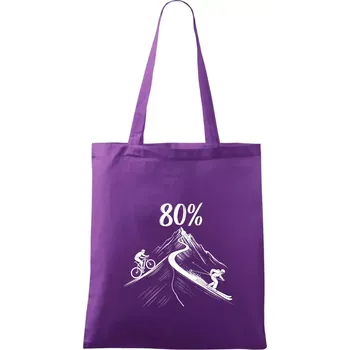 Nákupní taška Narozeniny cyklista a lyžař 80 - Taška bavlněná - 42 x 38 cm ( Fialová )