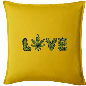 Polštář Konopí nápis love - Polštář 50x50 - 50x50 - Pouze potah ( Žlutá )