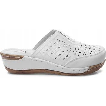 Dámské pantofle Nazouváky do práce, pohodlné na klínku, bílé, velikost 38