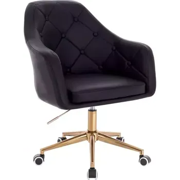 LuxuryForm DESIGN Křeslo ANDORA na zlaté podstavě s kolečky - černé