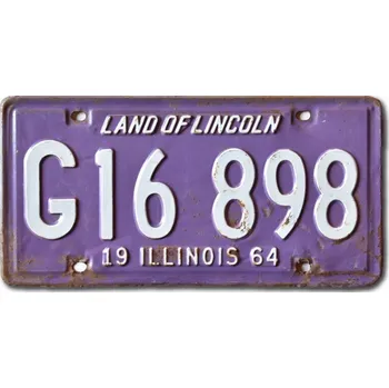 Plechová cedule Americká SPZ Illinois 1963 Purple G16-898