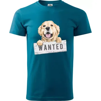 Pánské tričko Zlatý retriever - štěně wanted - Klasické pánské triko vyšší gramáže - S ( Petrolejová )