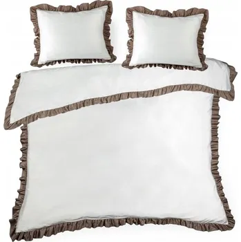 Povlečení POVLEČENÍ S VOLÁNEM ELIZA 160X200 BÍLÉ BÉŽOVÉ