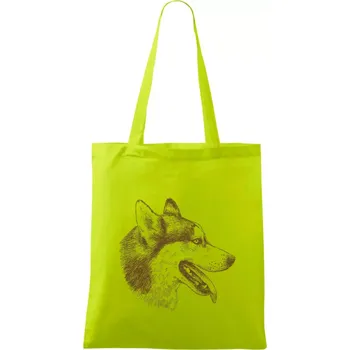 Husky - hlava z boku - Taška bavlněná - 42 x 38 cm ( Limetková )