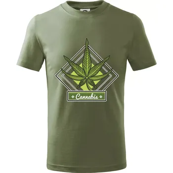 Cannabis list kosočtverec - Tričko dětské bavlněné - 122 cm/6 let ( Khaki )