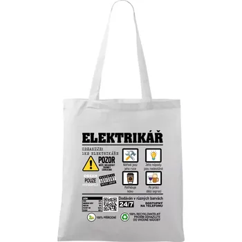 Profese - informace o produktu - elektrikář - Taška bavlněná - 42 x 38 cm ( Bílá )