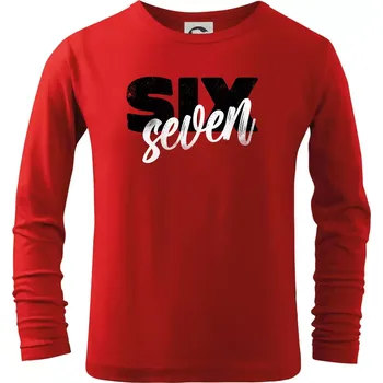 Chlapecké tričko Six seven - písmo - Triko dětské Long Sleeve - 134 cm/8 let ( Červená )