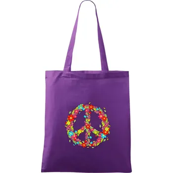 Peace symbol červené květiny - Taška bavlněná - 42 x 38 cm ( Fialová )