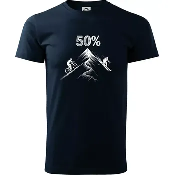 Pánské tričko Narozeniny cyklista a lyžař 50 - Triko extra velké (5-8XL) - 6XL ( Námořní modrá (téměř černá) )